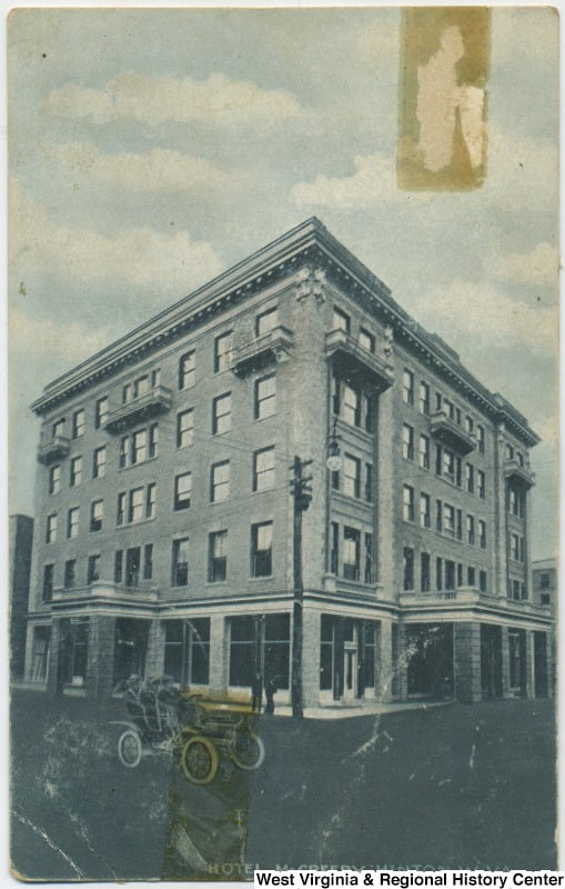 An image from a postcard taken in 1907 feature Hotel Mcreery